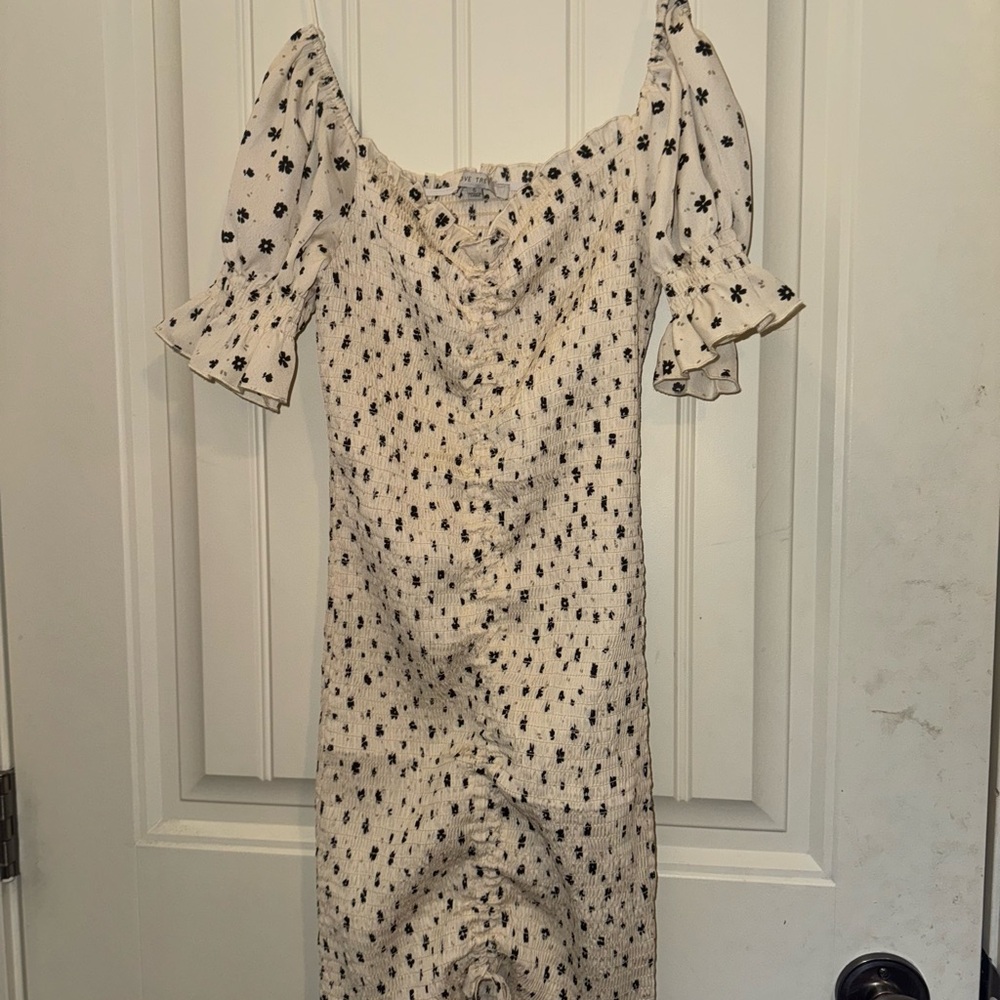 Floral Cream Dress with Black Flower Accents